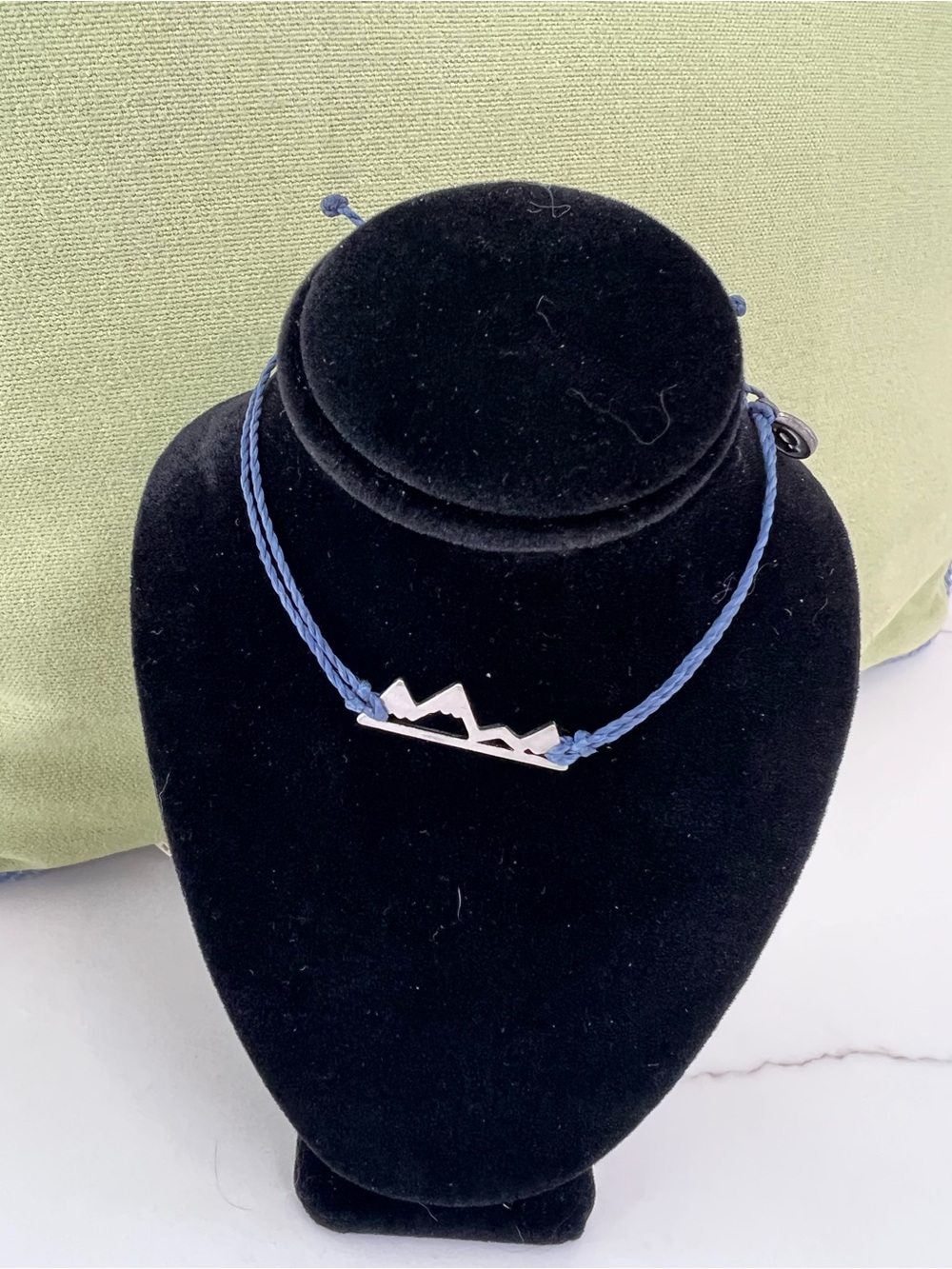 Pura Vida Navy Braided Cord Mountain Bar Necklace